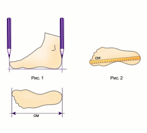 Снятие мерок для определения размера обуви, носков