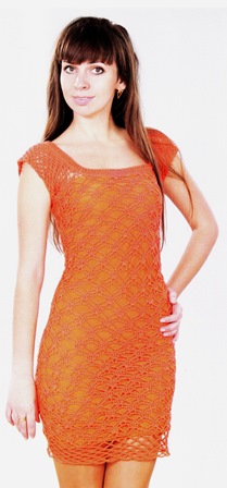  оранжевое платье вязаное крючком