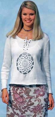  Вязаный пуловер с кружевной розеткой размеры: 36/38 (40/42)