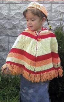 Вязаное детское пончо и шапочка размер: на 3 4 годика