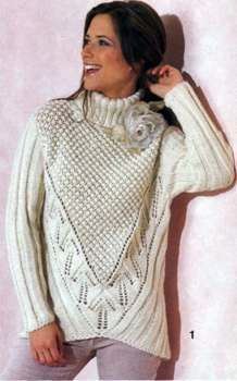  Вязаный пуловер с высоким воротником размеры: 36 40
