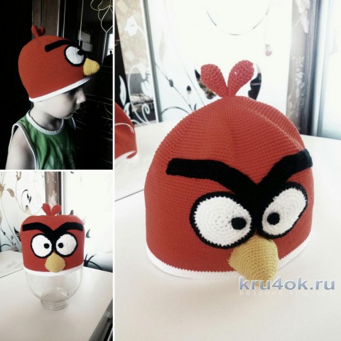 Шапочка Angry Birds крючком. Работа Татьяны Разумовской вязание и схемы вязания